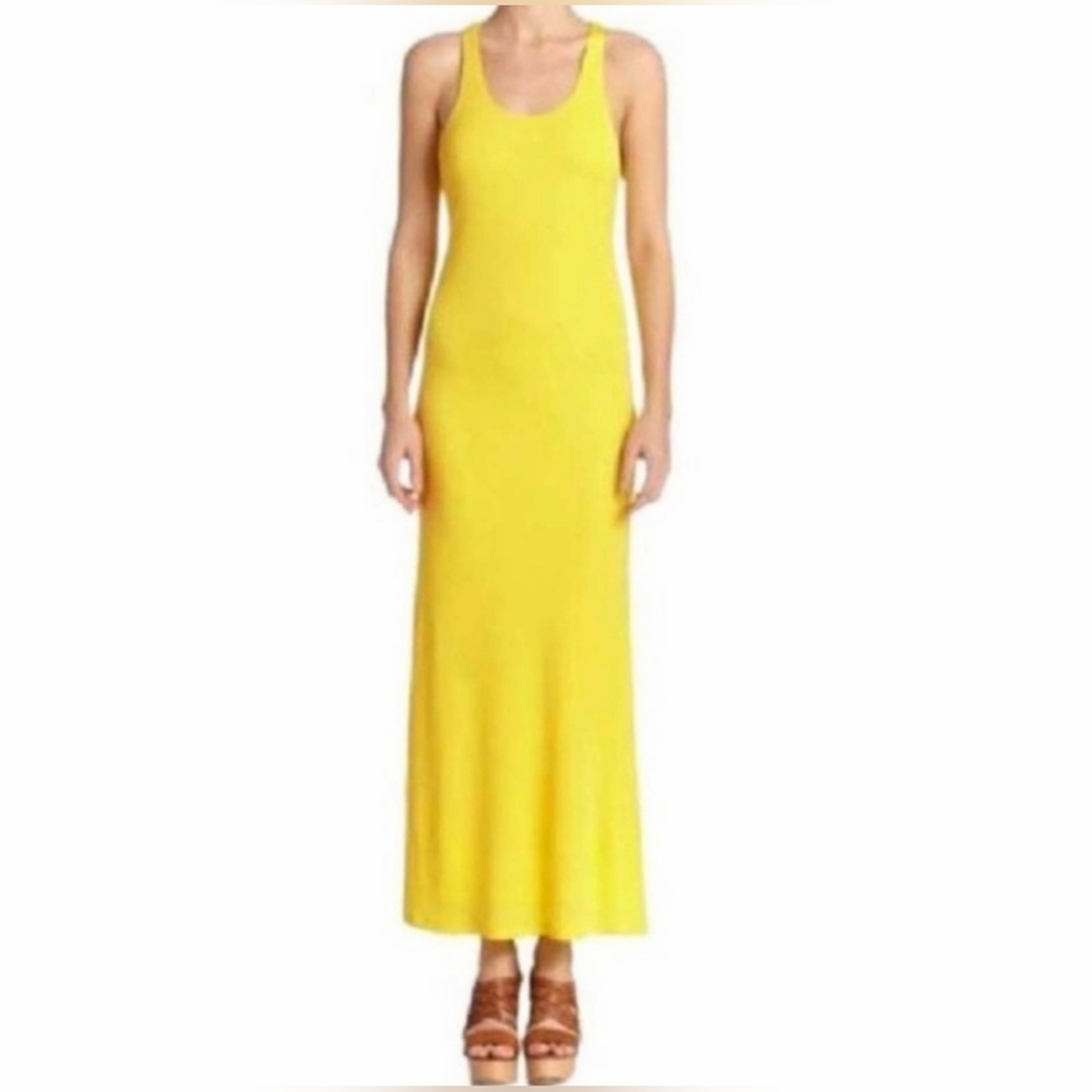 POLO Ralph Lauren Yellow Fitted Maxi Dress Yellow Medium